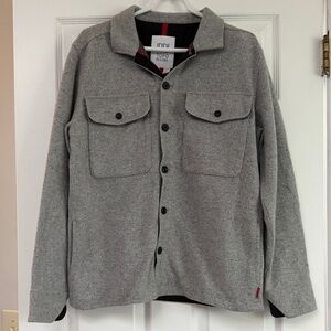 Topo Designs Men’s Light Gray Fleece Button-Up Shirt Jacket size Large